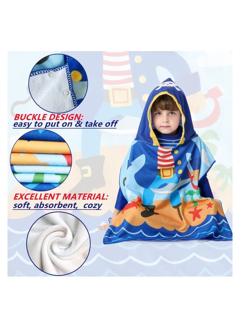 Kids Bath Towel for 1-6 Years Toddler, 1Pcs Kids Hooded Towel, Microfiber Bath Towel Super Soft Robe Poncho Bathrobe, Boys Girls Swimming Beach Holiday Water Playing Pool Bath Coverups (Pirate) - Image 2